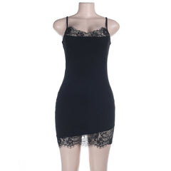 Patchwork lace hem backless cami mini dress | Festival Outfits Women