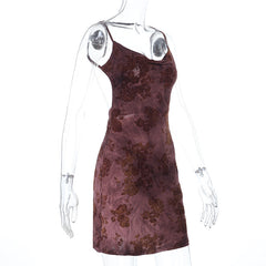 Cowl neck flower print backless cami mini dress | Festival Outfits Women