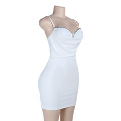 V neck beaded solid backless cami mini dress | Festival Outfits Women