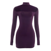 Gloves long sleeve hollow out crewneck mini dress | Festival Outfits Women