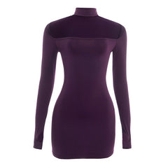 Gloves long sleeve hollow out crewneck mini dress | Festival Outfits Women