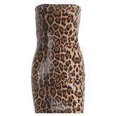Leopard print glitter backless tube mini dress | Leopard Print Mini Dress | Festival Outfits Women