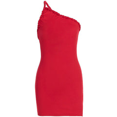 One shoulder irregular ruched backless mini dress | Festival Outfits Women