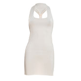 Square neck backless solid mini dress | Festival Outfits Women