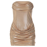 Ruched polka dot backless tube mini dress | Festival Outfits Women