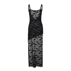 Lace u neck see through backless mini dress | Festival Outfits Women