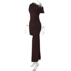 Ruched one shoulder irregular solid mini dress | Festival Outfits Women