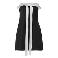 Bowknot zip-up backless tube mini dress | Festival Outfits Women