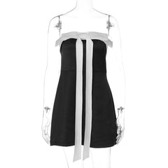 Bowknot zip-up backless tube mini dress | Festival Outfits Women