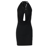 Glitter cowl neck halter butterfly embroidery mini dress | Festival Outfits Women