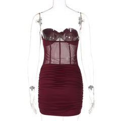 Ruched sweetheart neck beaded tube mini dress | Festival Outfits Women