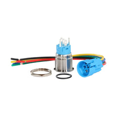 stainless 19mm latching push button switch with led illumination for caravan electrical switch panels