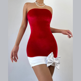 Bowknot backless tube mini dress | Festival Outfits Women
