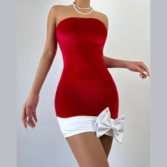 Bowknot backless tube mini dress | Festival Outfits Women