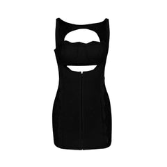 Square neck lace backless hollow out button solid cami cut out mini dress | Festival Outfits Women