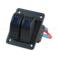 illuminated 2 way rocker switch panel ideal for caravan 12v accessory switching