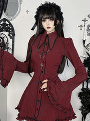Gothic Dark Plaid Shirt Mini Dress