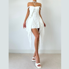 Irregular ruffle lace hem cami mini dress | Festival Outfits Women