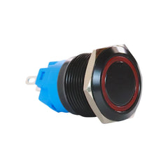 22mm led red push button switch black anodised finish for campervan 12v and 24v control panels
