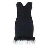 Sweetheart neck fluffy glitter mini dress | Festival Outfits Women