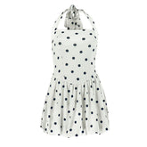 Halter polka dot backless mini dress | Festival Outfits Women