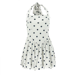Halter polka dot backless mini dress | Festival Outfits Women