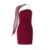 One shoulder o ring backless mini dress | Festival Outfits Women