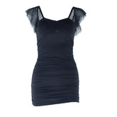 Ruched mesh backless mini dress | Festival Outfits Women