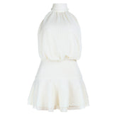 Halter self tie solid backless mini dress | Festival Outfits Women