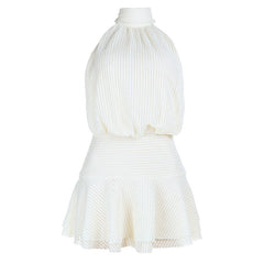 Halter self tie solid backless mini dress | Festival Outfits Women