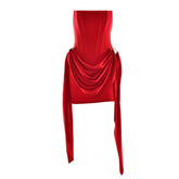 Corset backless ruched solid tube mini dress | Festival Outfits Women
