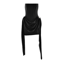 Corset backless ruched solid tube mini dress | Festival Outfits Women