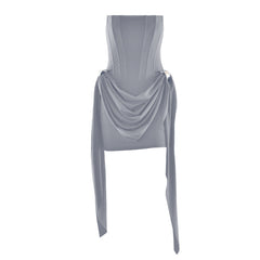 Corset backless ruched solid tube mini dress | Festival Outfits Women