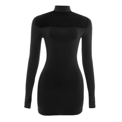 Gloves long sleeve hollow out crewneck mini dress | Festival Outfits Women