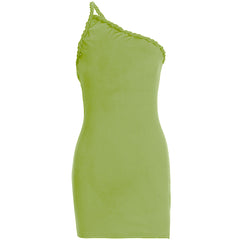One shoulder irregular ruched backless mini dress | Festival Outfits Women
