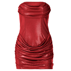 Ruched polka dot backless tube mini dress | Festival Outfits Women