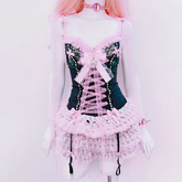 Bowknot v neck ruffle skull applique cami mini dress | Pastel Goth | Festival Outfits Women