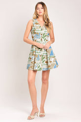 Talia Printed Button-Front Mini Dress