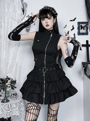 Zipper Grunge Alternative Streetwear Mini Dress