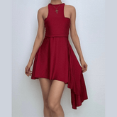 Halter ruched solid mini dress | Festival Outfits Women