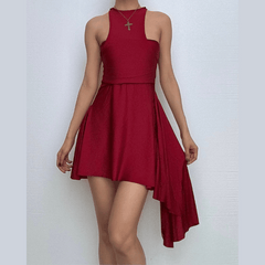 Halter ruched solid mini dress | Festival Outfits Women