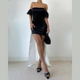 Bowknot ruched off shoulder tube mini dress | Festival Outfits Women