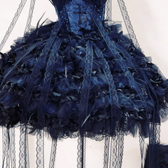 Flower applique feather velvet self tie mini dress | Festival Outfits Women