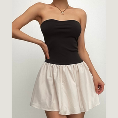 Ruched backless contrast sleeveless tube mini dress | Festival Outfits Women