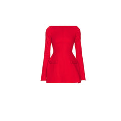 Long sleeve bowknot solid mini dress | Festival Outfits Women