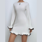 Long sleeve ruffle mini dress | Festival Outfits Women