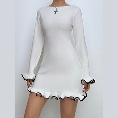 Long sleeve ruffle mini dress | Festival Outfits Women