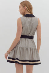 Elara Striped Ruffle Hem Mini Dress