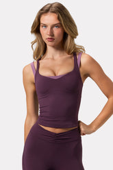 Soft Active Sweetheart-Neck Tank Top in Plum