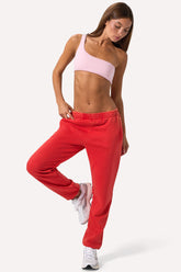 Brushed Jersey Oversized Joggers in Red